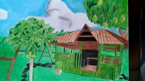 Drawing Bahay Kubo Color Pencil And Oil Pastel Ayala Kens Youtube