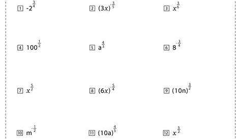 Rational Exponents And Radicals Worksheets