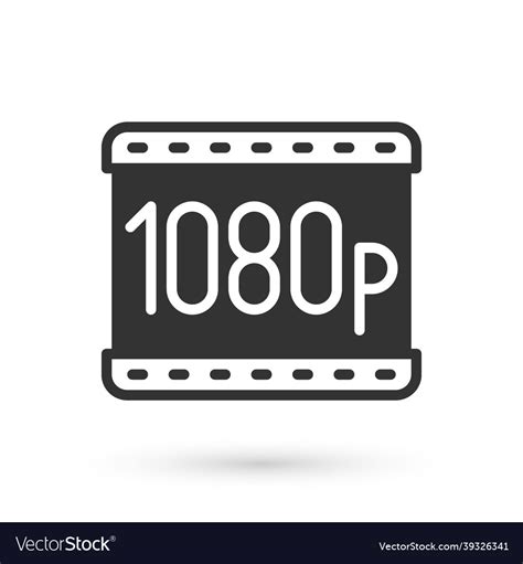 Grey Full Hd 1080p Icon Isolated On White Vector Image