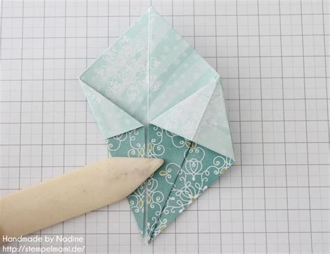Ich stelle selbst papierperlen her aus selbst entworfenem und selbst bemalten papier. Stampin Up Anleitung Tutorial Origami Box Schachtel ...