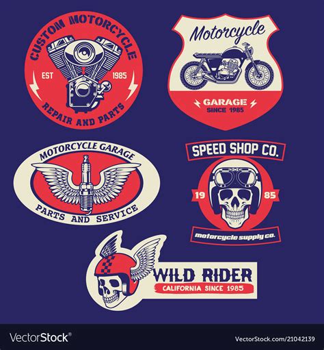 Set Of Vintage Motorcycle Badge Design Royalty Free Vector