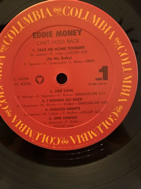 Check spelling or type a new query. EDDIE MONEY: Can't hold back LP 1986 + inner USA. Check videos "Take Me Home Tonight", "I Wanna ...