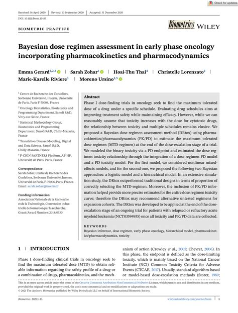 Pdf Bayesian Dose Regimen Assessment In Early Phase Oncology