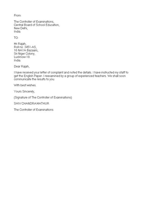 Student Complaint Response Letter Templates At