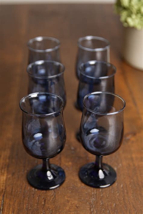 Vintage Libbey Blue Footed Glasses Set Of 6 Barware Etsy