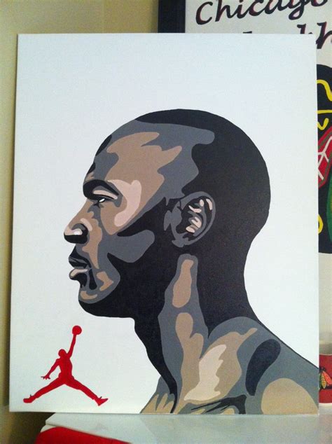Michael Jordan Acrylic Paint On White Canvas Michael Jordan Art