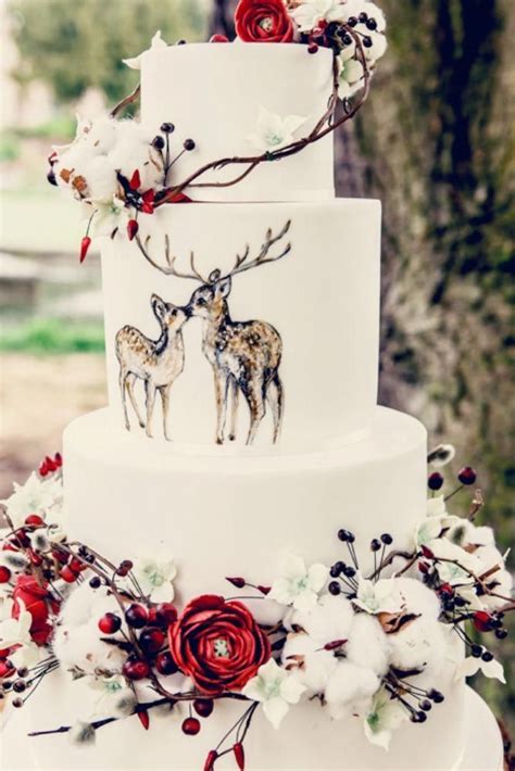 Christmas Wedding Woodland Inspiration Wedding Cake Christmas