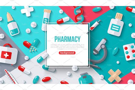 Pharmacy Banner Square Frame Pre Designed Illustrator Graphics