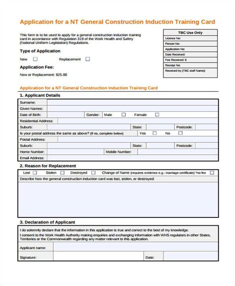 Free 11 Construction Application Forms In Pdf Ms Word