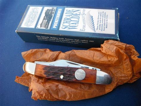 Schrade Walden Amber Stockman Everlasting Sharp Swajb47 Pocket Knife