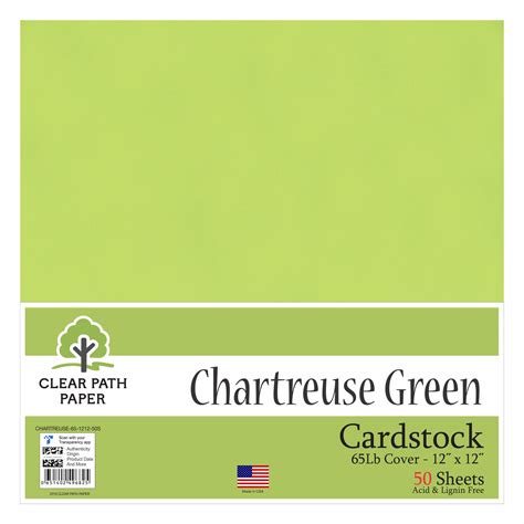 Chartreuse Green Cardstock 12 X 12 Inch 65lb Cover 50 Sheets