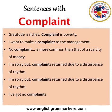 Sentences With Complaint Complaint In A Sentence In English Sentences