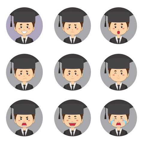 Male Student Avatar With Various Expressions 1185222 Vector Art At Vecteezy