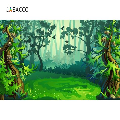 Laeacco Cartoon Juggle Forest Tree Grassland Baby Room Photography