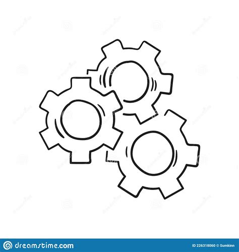 Gear Handdrawn Icon Cute Cartoon Vector Illustration Of A Big Gear