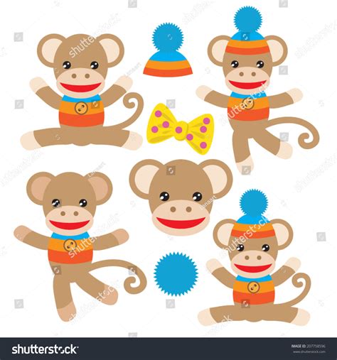 Socks Monkeys Vector Illustration Stock Vector Royalty Free 207758596