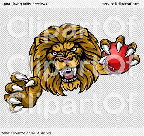 Clipart Of A Tough Clawed Male Lion Monster Mascot Holding A Cricket