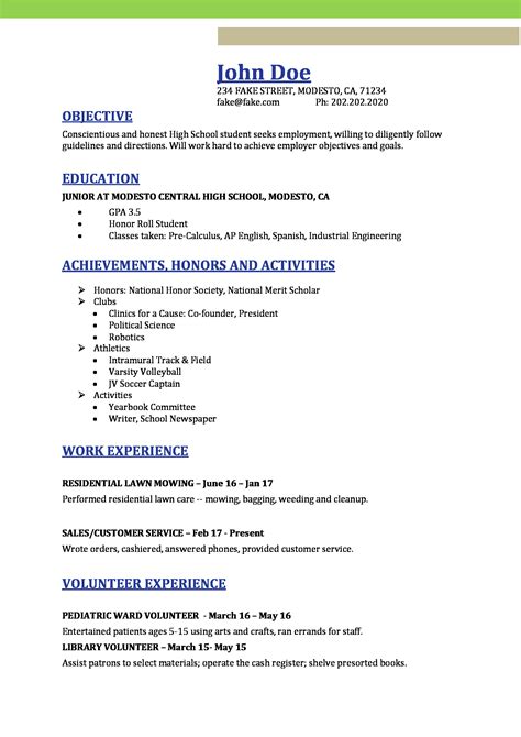 What To Include In A Resume For Highschool Students Resume