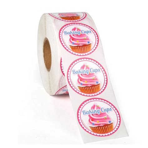 Custom Self Adhesive Circular Food Label Sticker Pink Labels