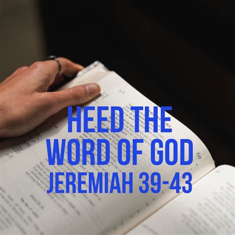 Jeremiah 39 43 Heed The Word Of God God Centered Life