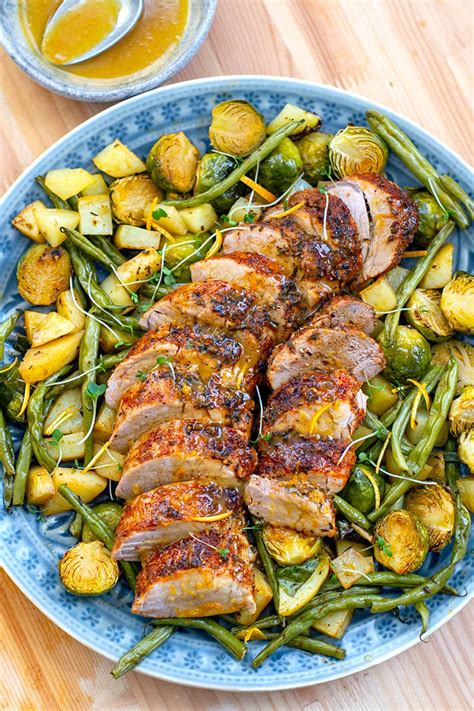 Searing the meat forms a lovely crust sealing in the natural juices. Roast Pork Tenderloin With Orange Maple Glaze & Veggies ...