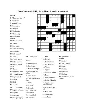 You can print it for learning, games playing, etc. Fillable Online Easy Crossword #18 by Dave Fisher (puzzles Fax Email Print - PDFfiller