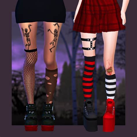 Sims 4 Odd Goth Socks Sims Sims 4 Goth Socks