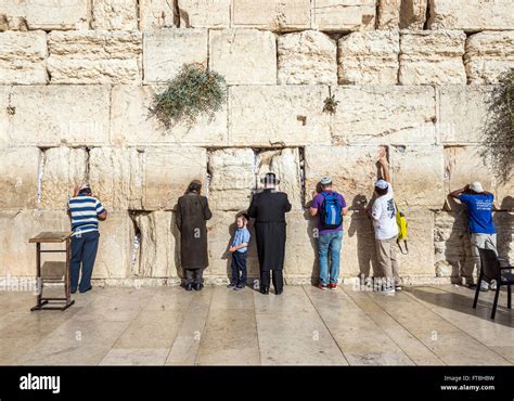 People Praying At Western Wall Also Called Kotel Or Wailing Wall In