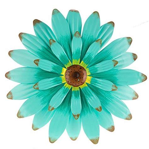 Turquoise Metal Flower Wall Decor Everydecor Dp