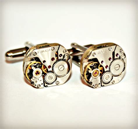 Steampunk Cufflinks With Vintage Watch Movements Great T