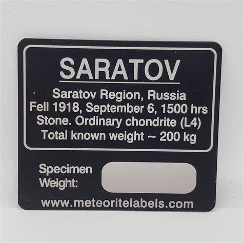 Canagem Presents Meteorite Saratov Flat Metal Label Meteorite