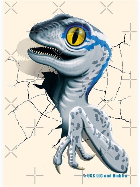 Jurassic World Baby Blue Velociraptor Art Print For Sale By TMBTM