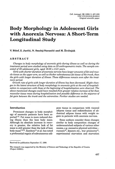 Pdf Body Morphology In Adolescent Girls With Anorexia Nervosa A
