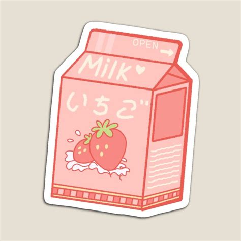 Japanese Cute Aesthetic Strawberry Milk Magnet By Chen05 In 2021 Milk