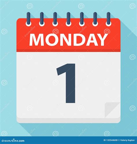 Monday 1 Calendar Icon Vector Illustration Of Week Day Paper Leaf