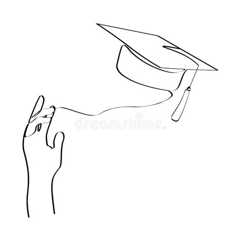 One Line Art With Student Tossing Up His Graduation Cap Trendy One