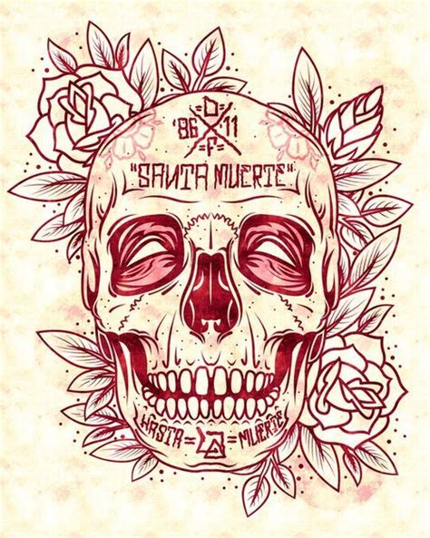 Santa Muerte Tattoo Stencil