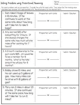Proportions word problem worksheet