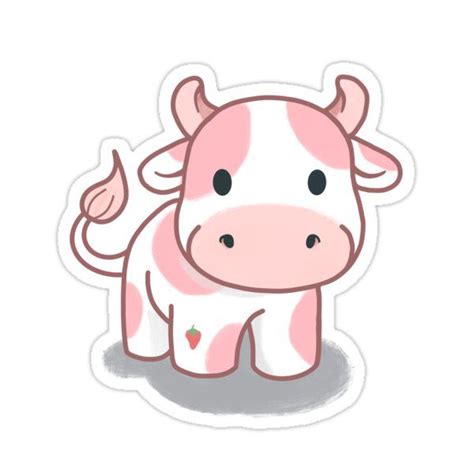 Strawberry Cow Sticker Cute Doodles Cute Stickers Cow Drawing