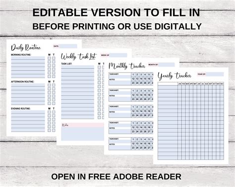 Daily Weekly Monthly Yearly Checklist Templates Daily Etsy Uk