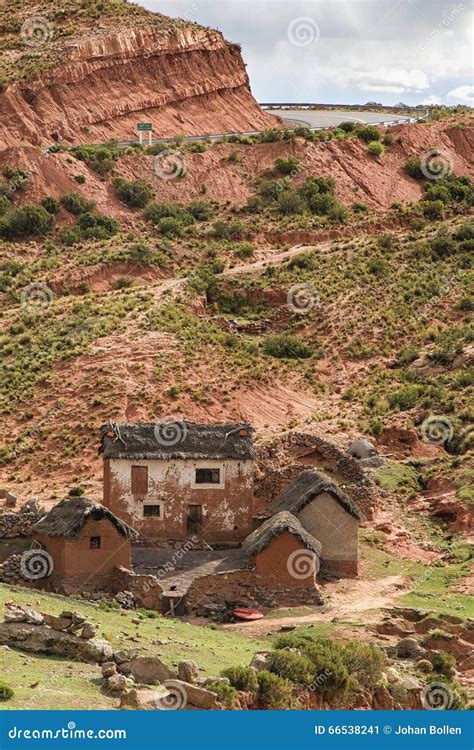 Red Colored Adobe House In Bolivia Stock Image Image Of Straw House