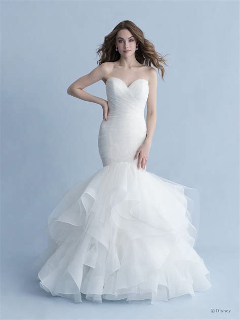 Strapless Sweetheart Neckline Ruched Tulle Mermaid Wedding Dress With Ruffle Skirt Kleinfeld