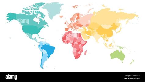 Mapa Del Mundo Dividido En Continentes Imágenes Vectoriales De Stock