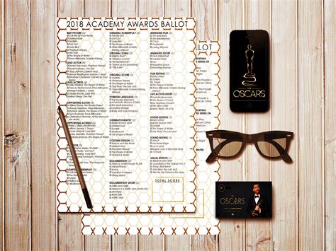 2018 Oscar Ballot Academy Awards Party Game Printable