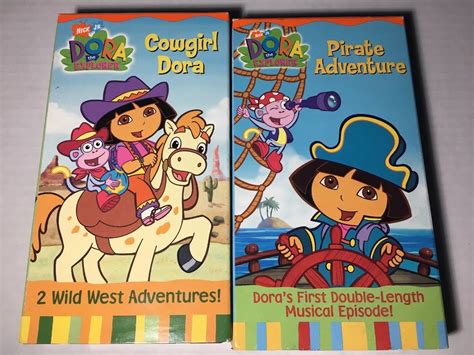 Dora The Explorer Nick Jr Vhs Lot Of 2 Cowgirl Pirate Adventure Ebay