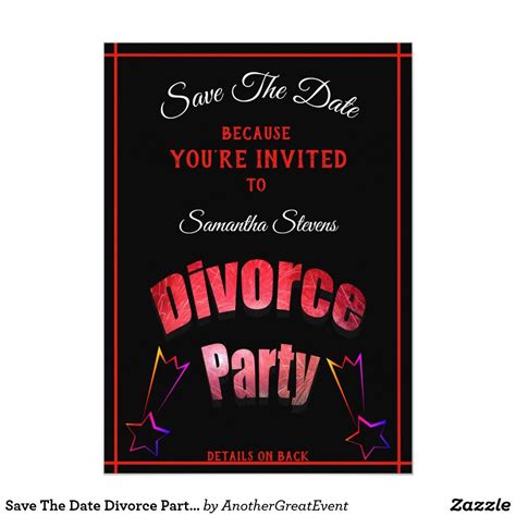 Save The Date Divorce Party Any Name Any Date Card Divorce Party