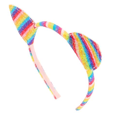 Claires Club Rainbow Glitter Cat Ears Headband Claires