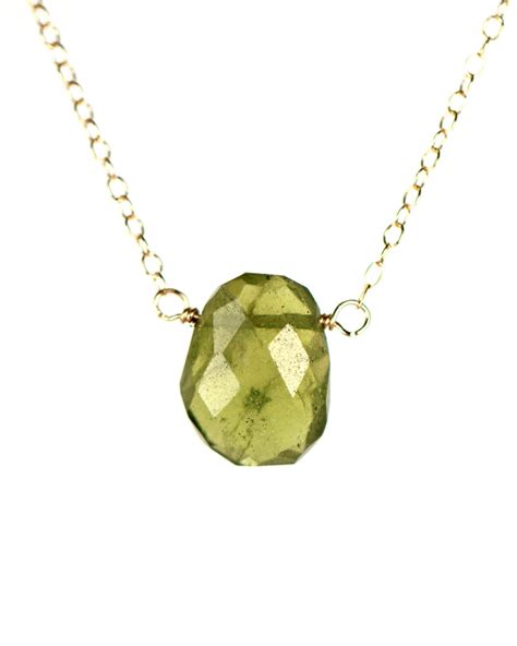 Peridot Necklace Green Peridot August Birthstone Healing Crystal