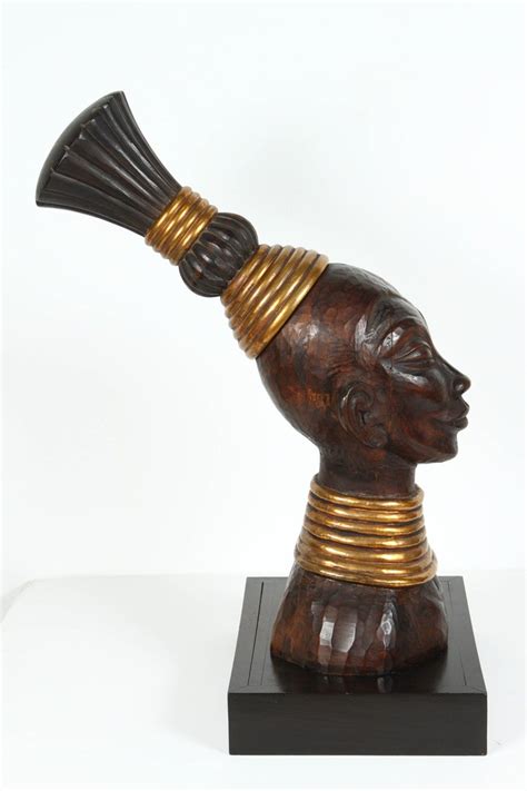 Zulu Wooden Tribal Contemporary Sculpture Of Black African Bust For