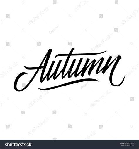 Hand Lettered Word Autumn Calligraphic Season Stock Vector Royalty